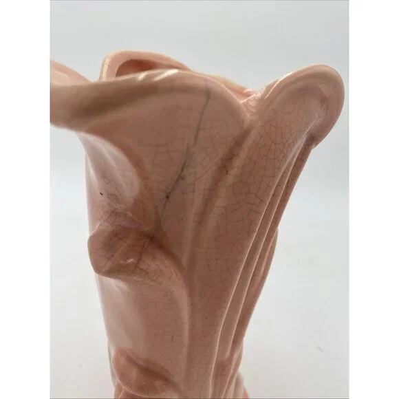 Vintage McCoy Pottery Peach Pink 9 1/4" Tall Swan in Reeds Vase Planter - Picture 9 of 10